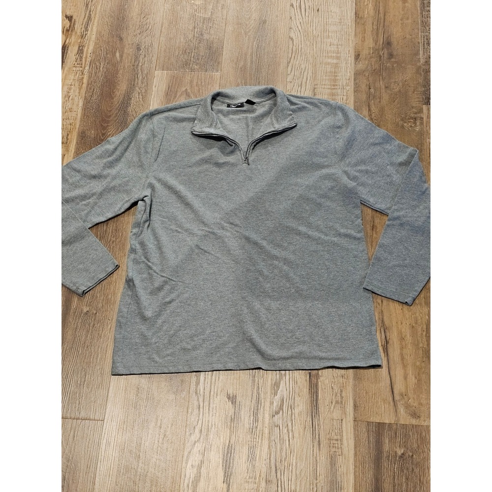 Claiborne Mens XXL Gray 100% Cotton Quarter Zip Pullover Sweater‎ Long Sleeve